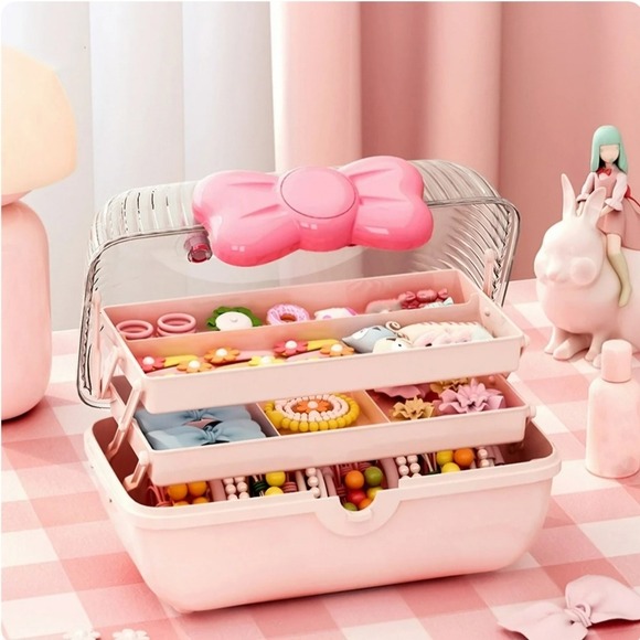 Cute Pink Hair Accessories / Jewelry Accessories Plastic Organizer 3 layers - Picture 14 of 14